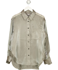 Reformation Grey Will Oversized Sheer Shirt, size UK S — front