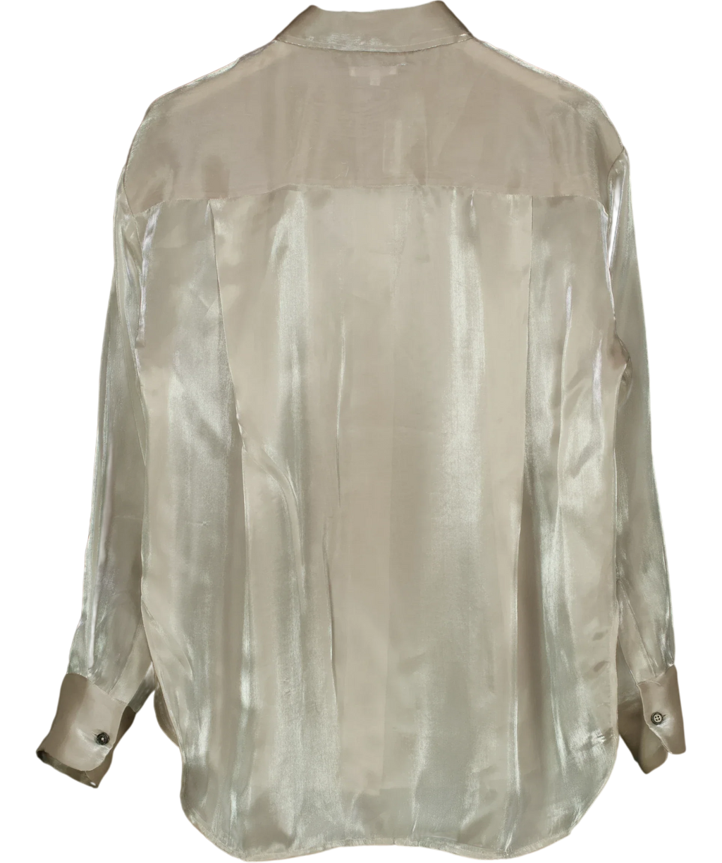 Reformation Grey Will Oversized Sheer Shirt, size UK S — back