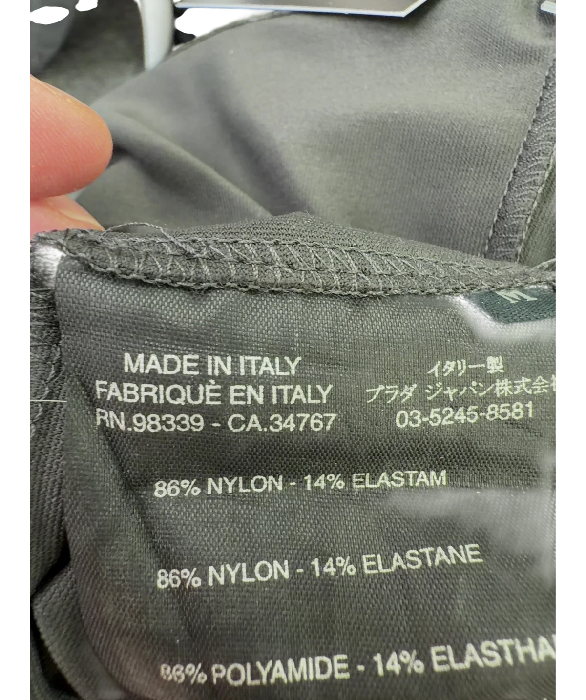 Prada Grey Colour, size UK M — fabric detail