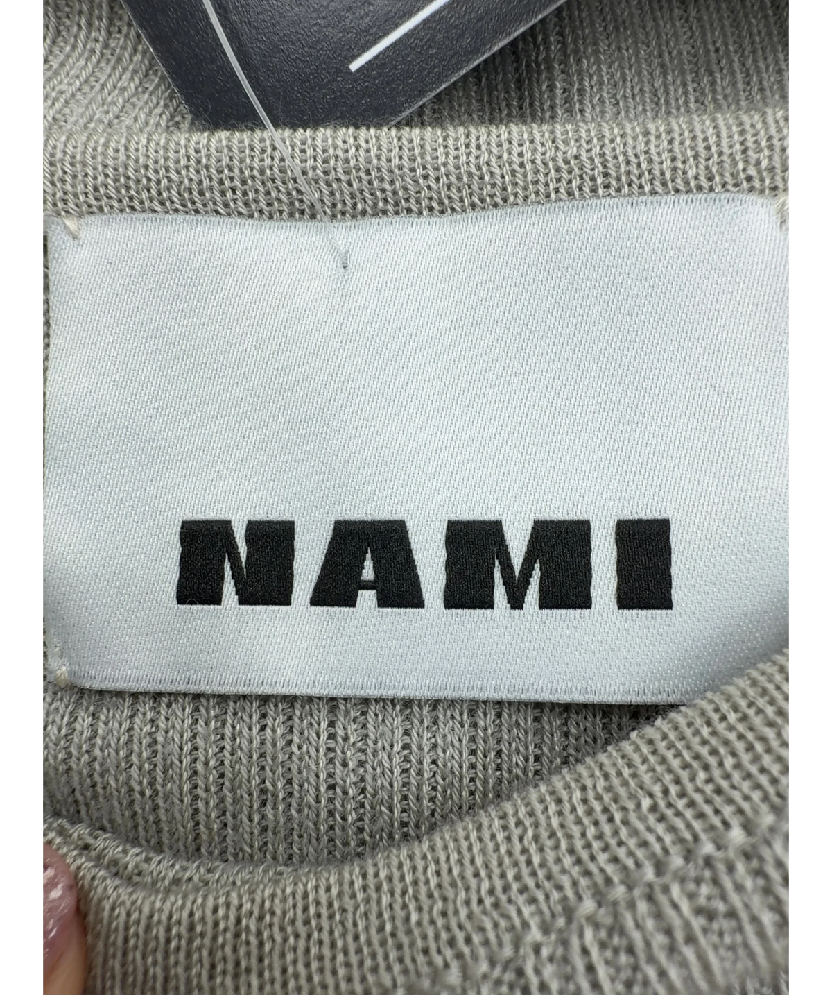 NAMI beige ribbed tank top, size UK S — detail
