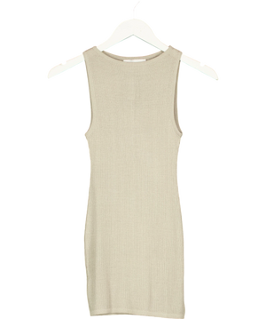 Nami Beige Ribbed Tank Top UK S