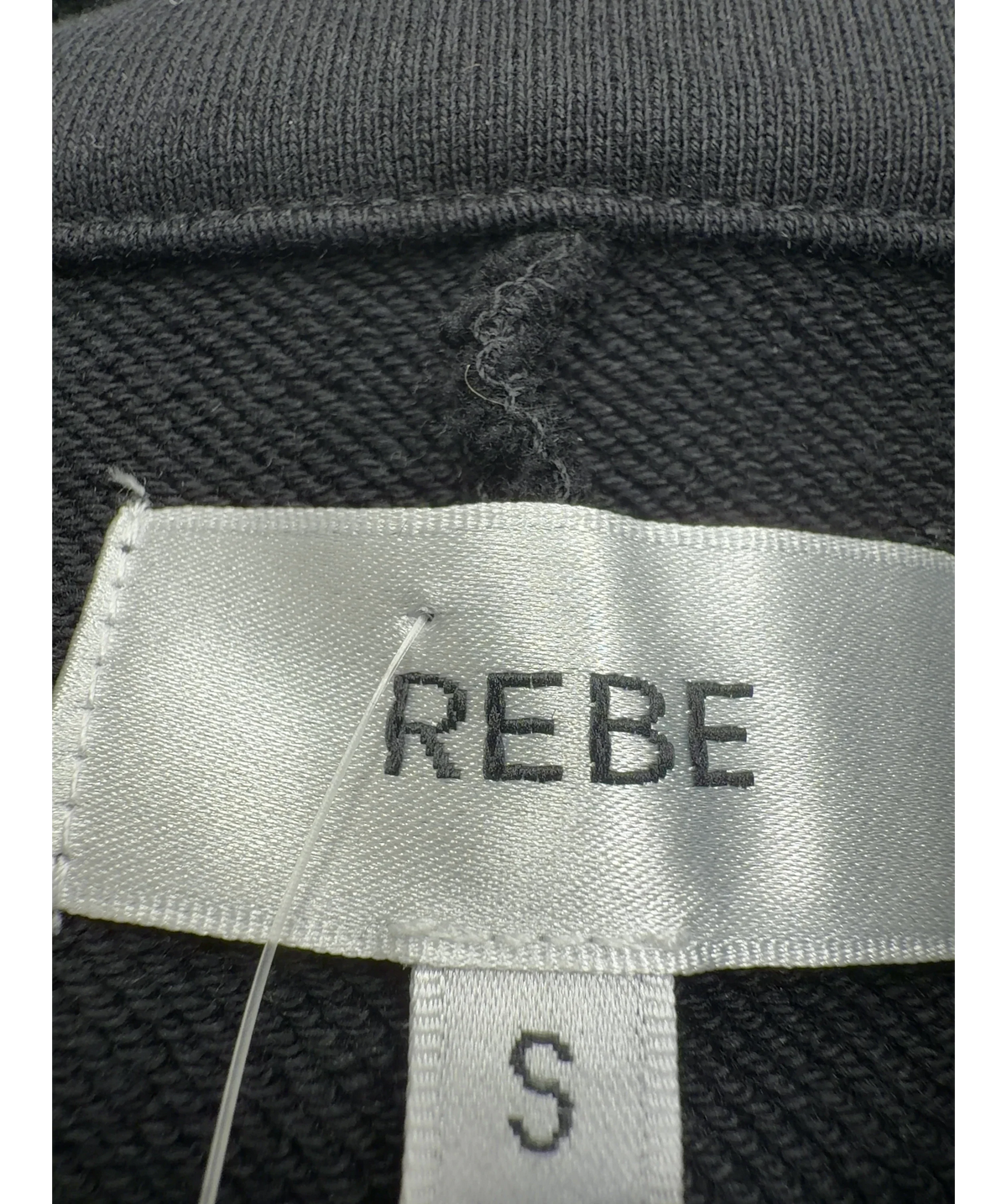 REBE Black Cotton Zip Sweater, size UK S — detail