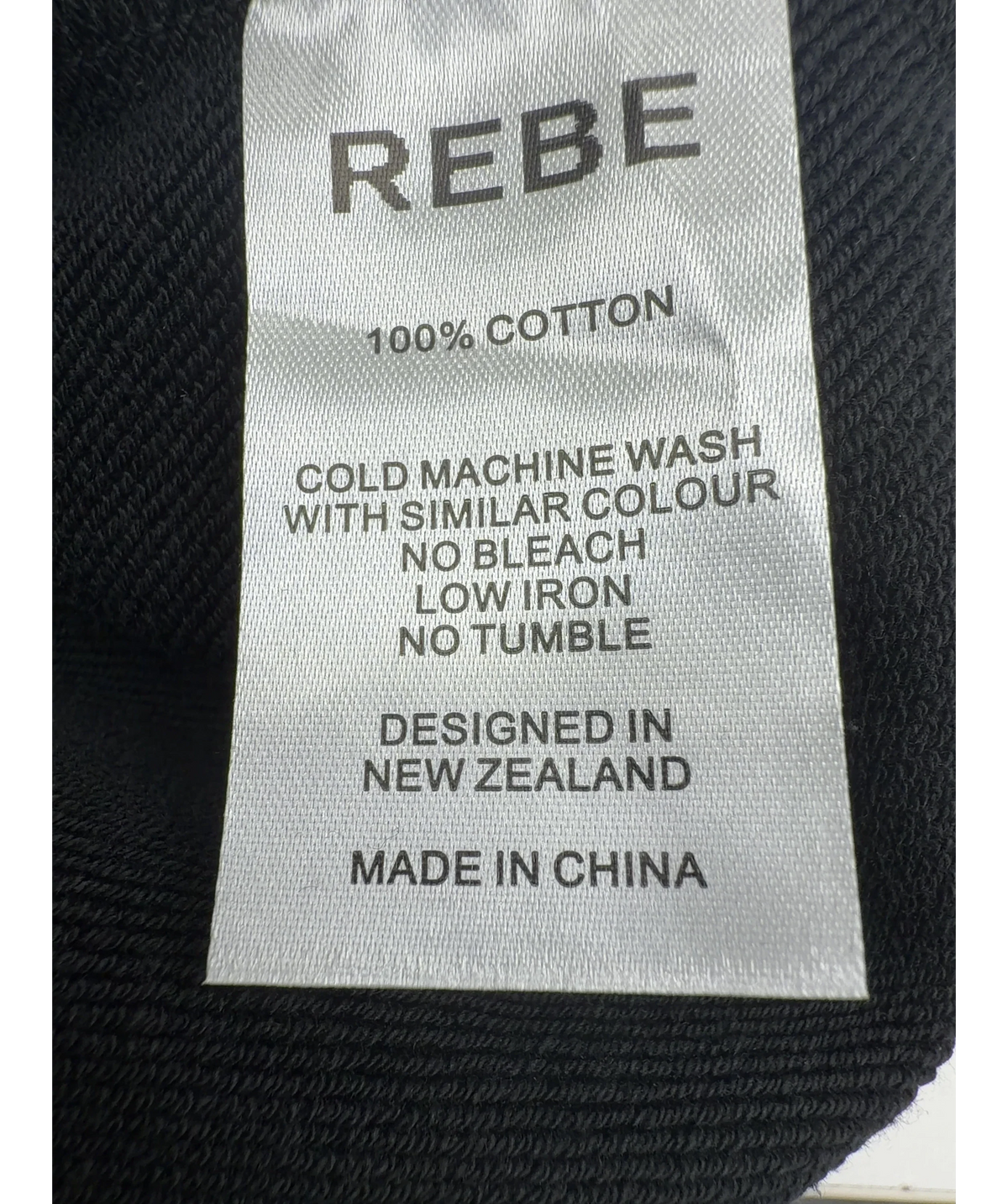 REBE Black Cotton Zip Sweater, size UK S — label
