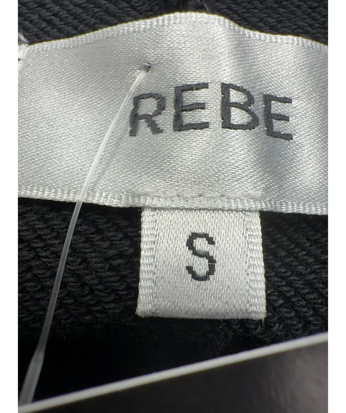 REBE Black Cotton Zip Sweater, size UK S — care label