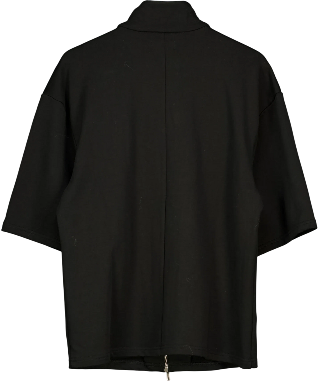 REBE Black Cotton Zip Sweater, size UK S — back