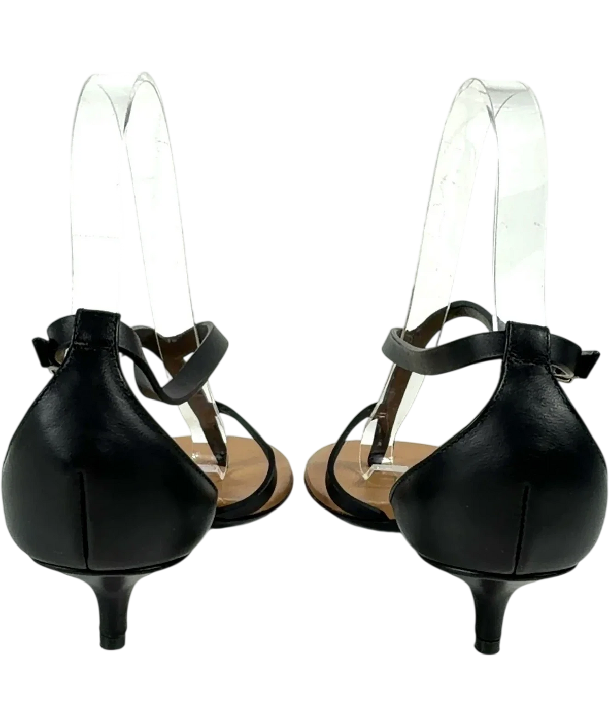 Christopher Esber Black Black Leather Thong Kitten Heel Sandal, size UK 5 EU 38 👠 — back
