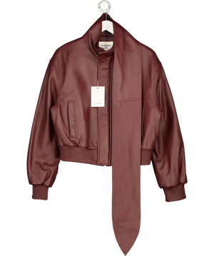 De Savary London Burgundy Leather Scarf Bomber Jacket UK S