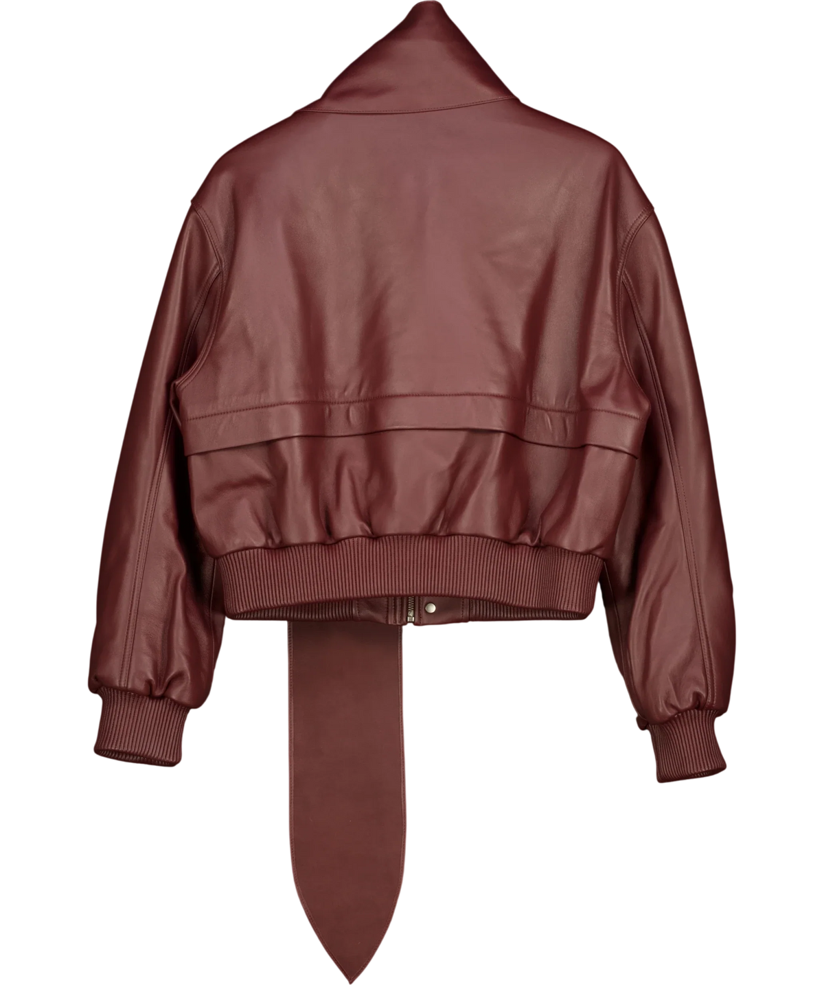 De Savary burgundy Leather Scarf Bomber Jacket, size UK S — back
