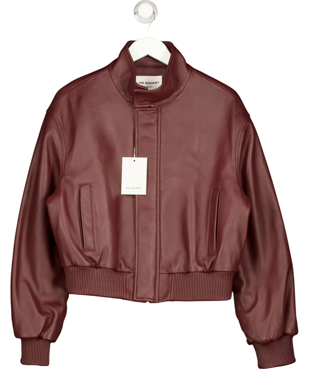 De Savary burgundy Leather Scarf Bomber Jacket, size UK S — additional view
