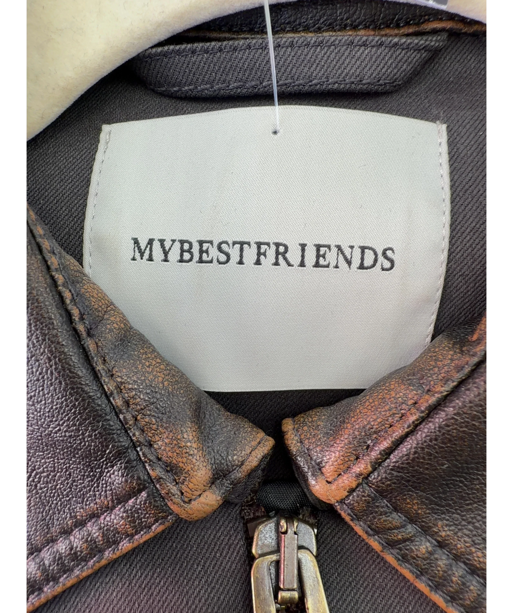MYBESTFRIENDS Brown Brown Trucker Jacket, size UK 8 — detail