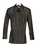 THE MANNEI Black Patras Leather Shirt / Jacket, size UK 8 — front
