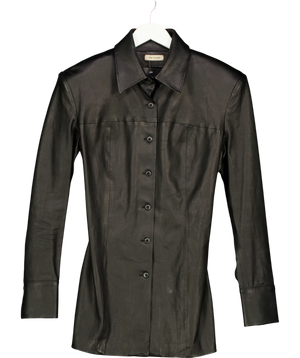 The Mannei Patras Leather Shirt Jacket Black UK 8