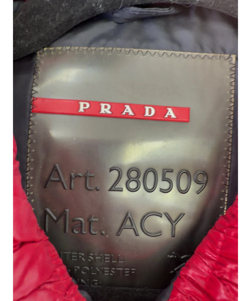 Prada Red Red Quilted Jacket, size UK 8 — detail