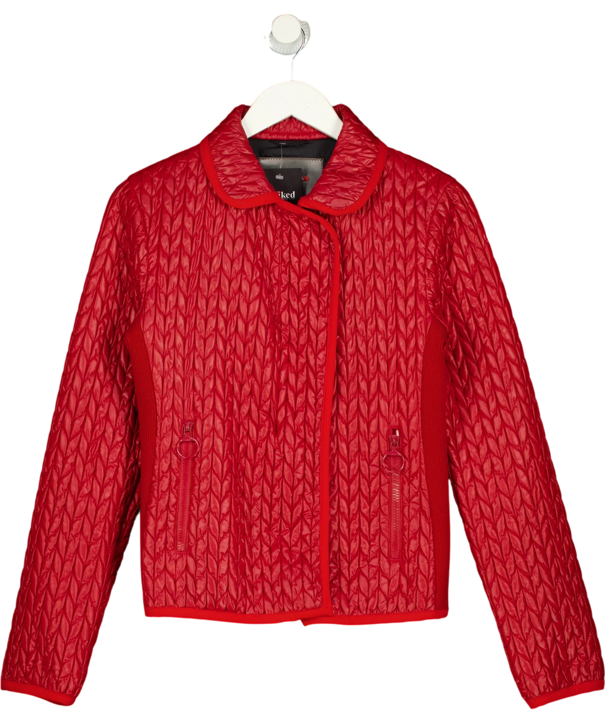 Prada Red Red Quilted Jacket, size UK 8 — front