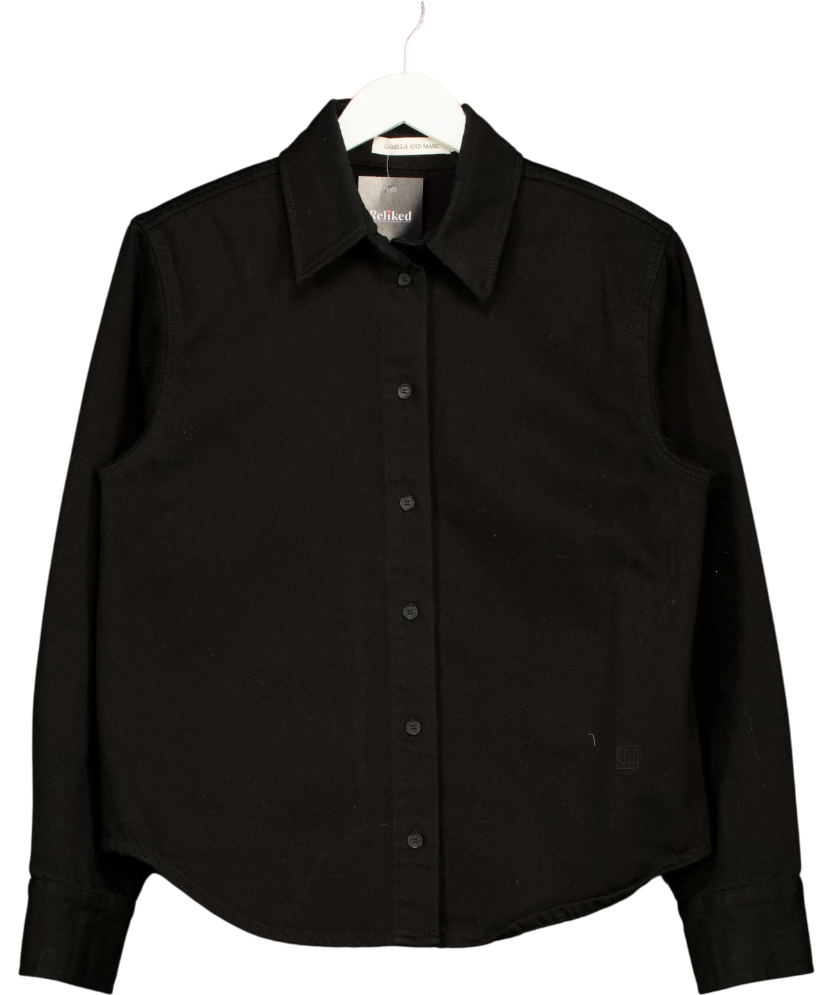 Camilla And Marc Black Caden Denim Shirt, size UK 8 — front