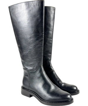 Reformation Black Leather Chelsea Nancy Knee Boot EU 38 UK 5