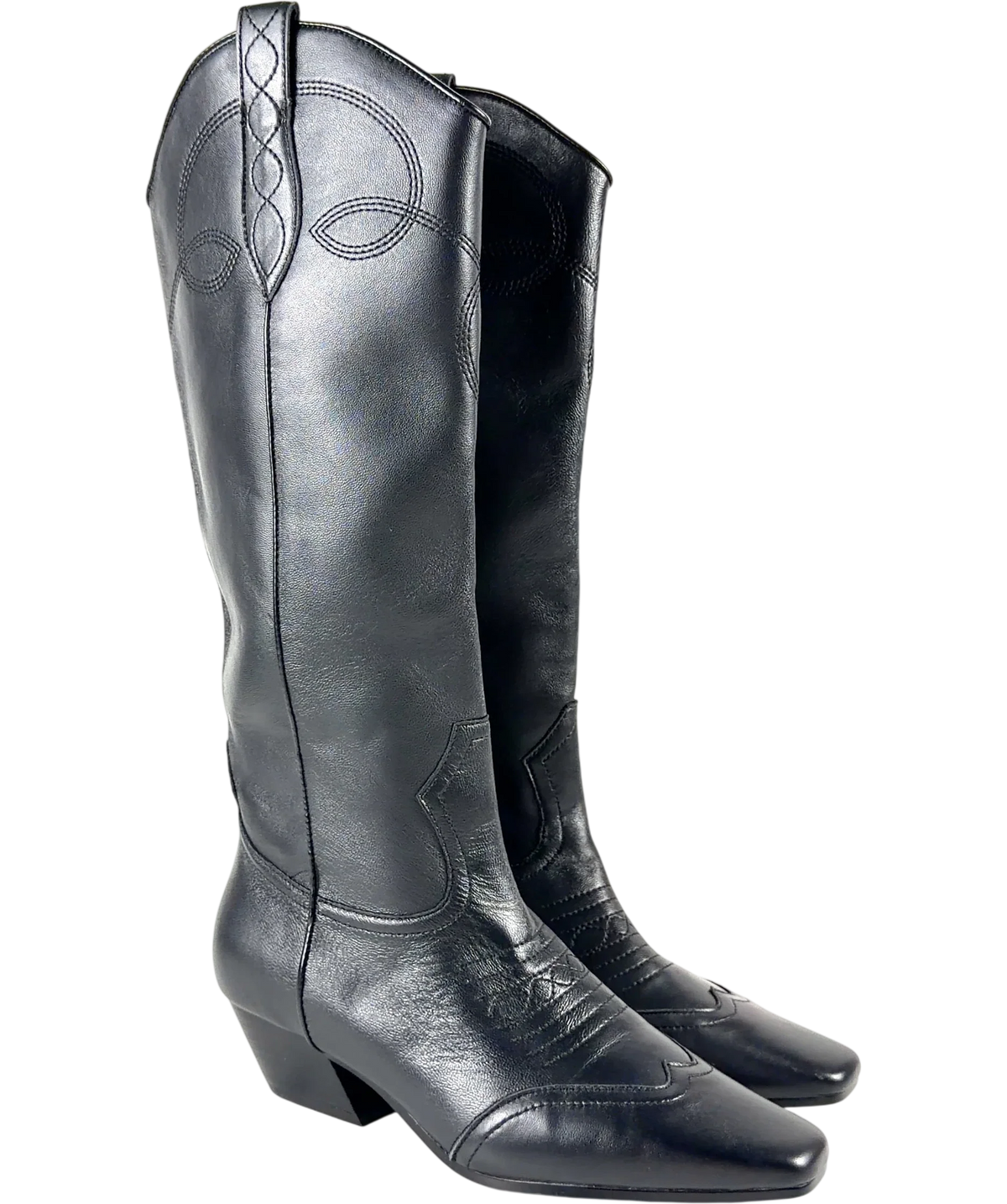 STEVE MADDEN Black Dollie Western Boot, size UK 5 EU 38 👠 — front