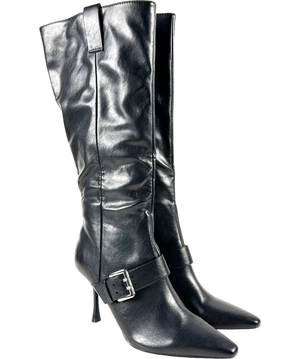Schuh Darbie Buckle Point Knee Boots Black UK 5