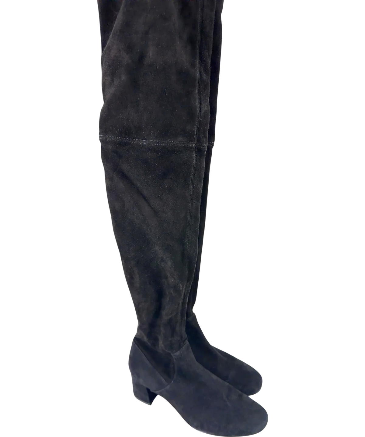 & OTHER STORIES Black Suede Thigh High Boots, size UK 4 EU 37 👠 — front