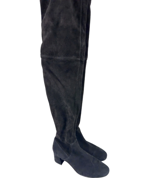 & OTHER STORIES Black Suede Thigh High Boots, size UK 4 EU 37 👠 — front