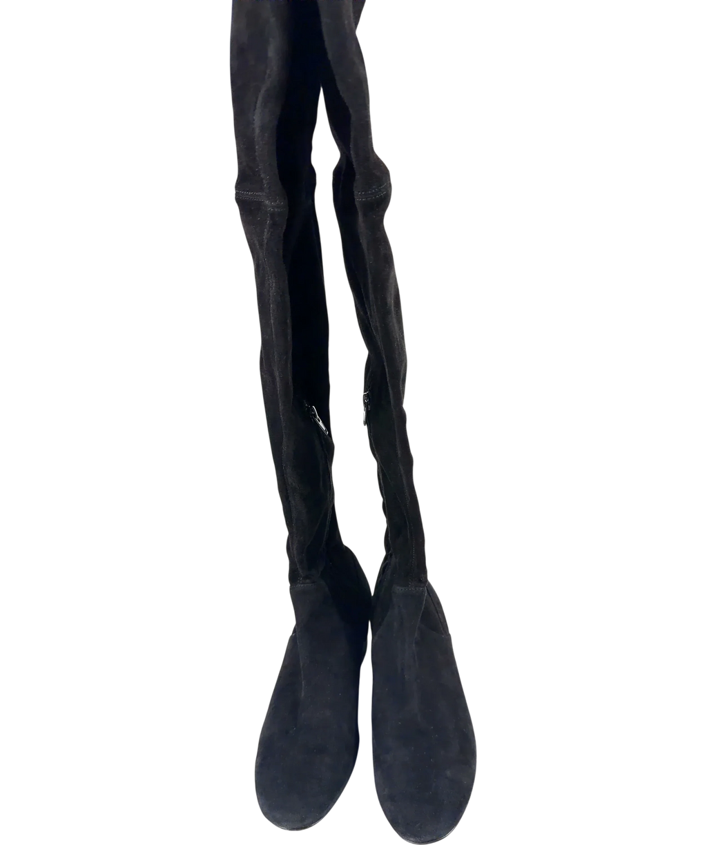 & OTHER STORIES Black Suede Thigh High Boots, size UK 4 EU 37 👠 — detail