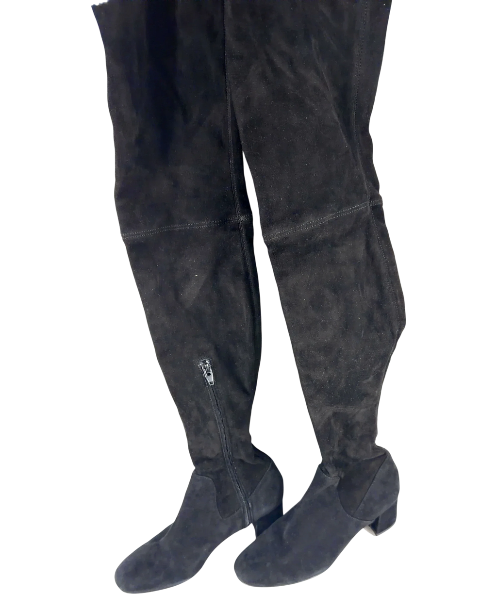 & OTHER STORIES Black Suede Thigh High Boots, size UK 4 EU 37 👠 — label