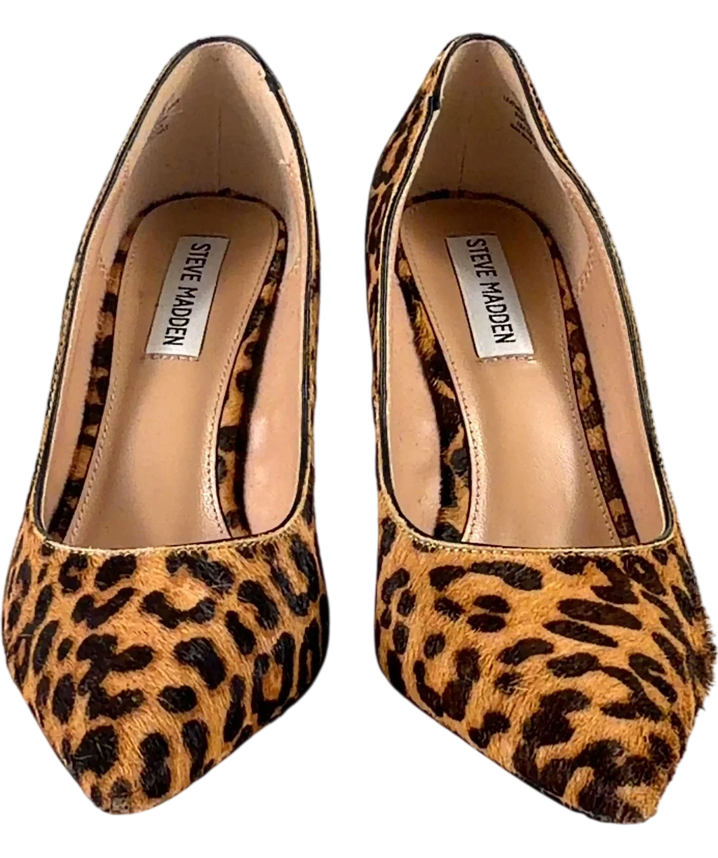 STEVE MADDEN Brown Evelyn-A Leopard Print Court Shoe, size UK 6 EU 39 👠 — detail