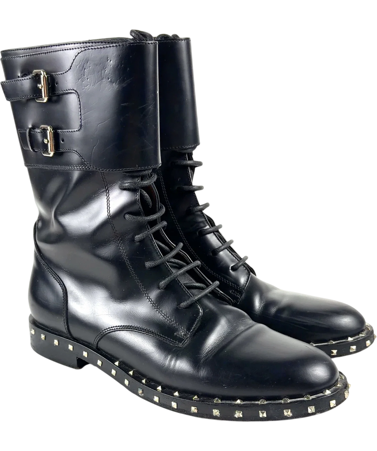 Valentino Garavani Black Rockstud Combat Boots, size UK 5.5 EU 38.5 👠 — front