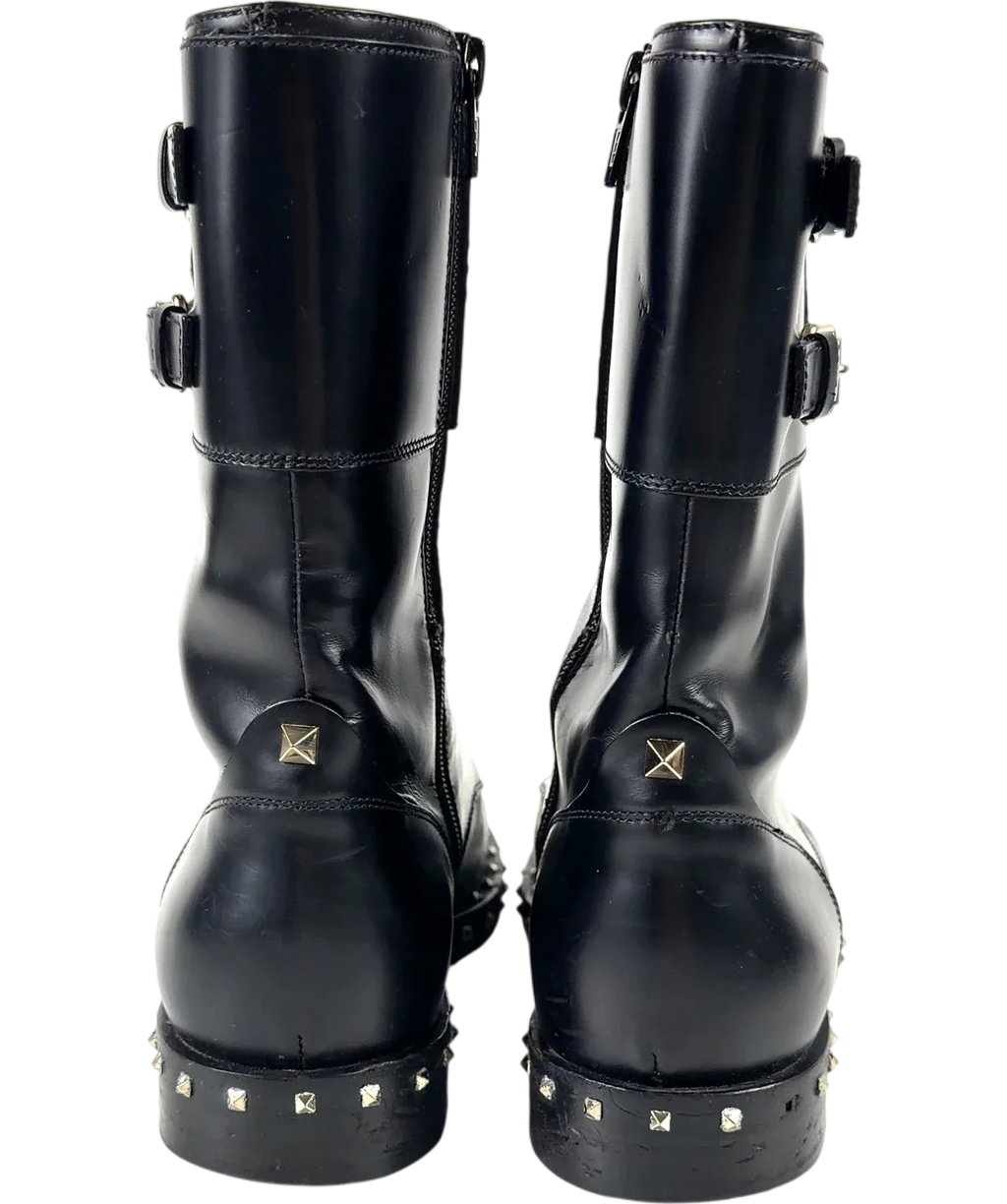 Valentino Garavani Black Rockstud Combat Boots, size UK 5.5 EU 38.5 👠 — back