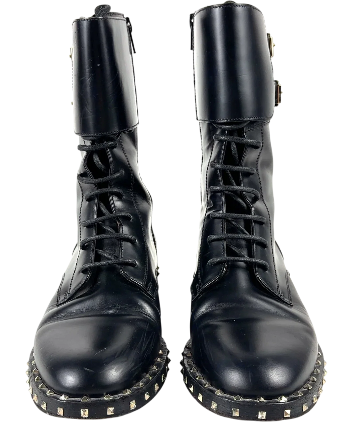 Valentino Garavani Black Rockstud Combat Boots, size UK 5.5 EU 38.5 👠 — detail