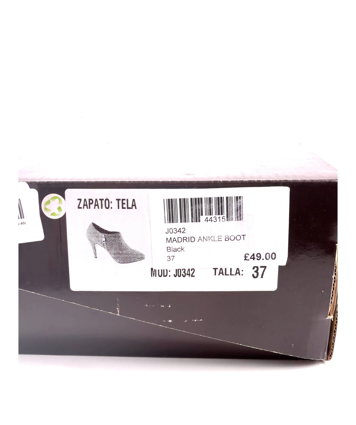 JACLIN Black MADRID ANKLE BOOT, size UK 4 EU 37 👠 — fabric detail