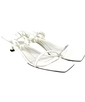 Khaite White Ruched Kitten Mule UK 7.5 EU 40.5