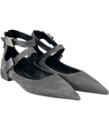 Charles & Keith Grey Robbie Denim-Effect Mary Jane Flats, size UK 4 EU 37 👠 — front