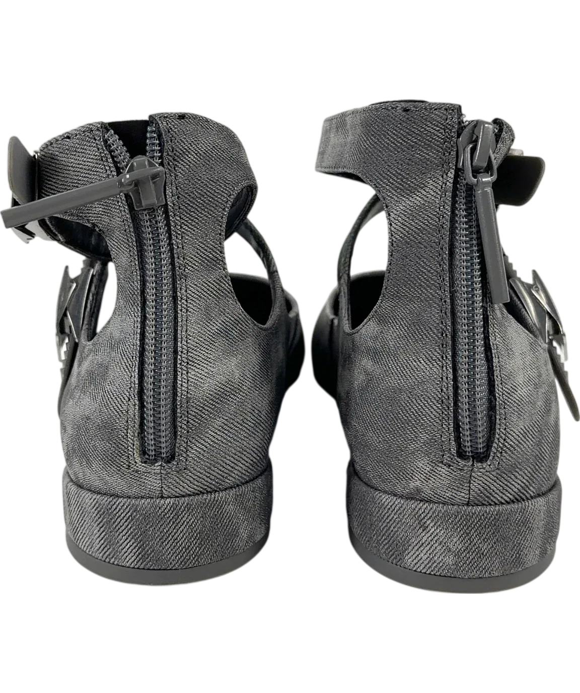 Charles & Keith Grey Robbie Denim-Effect Mary Jane Flats, size UK 4 EU 37 👠 — back