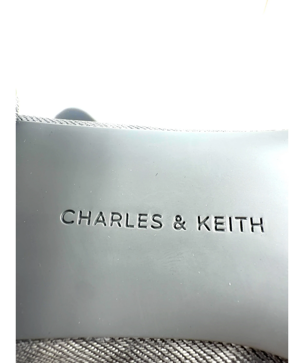 Charles & Keith Grey Robbie Denim-Effect Mary Jane Flats, size UK 4 EU 37 👠 — care label