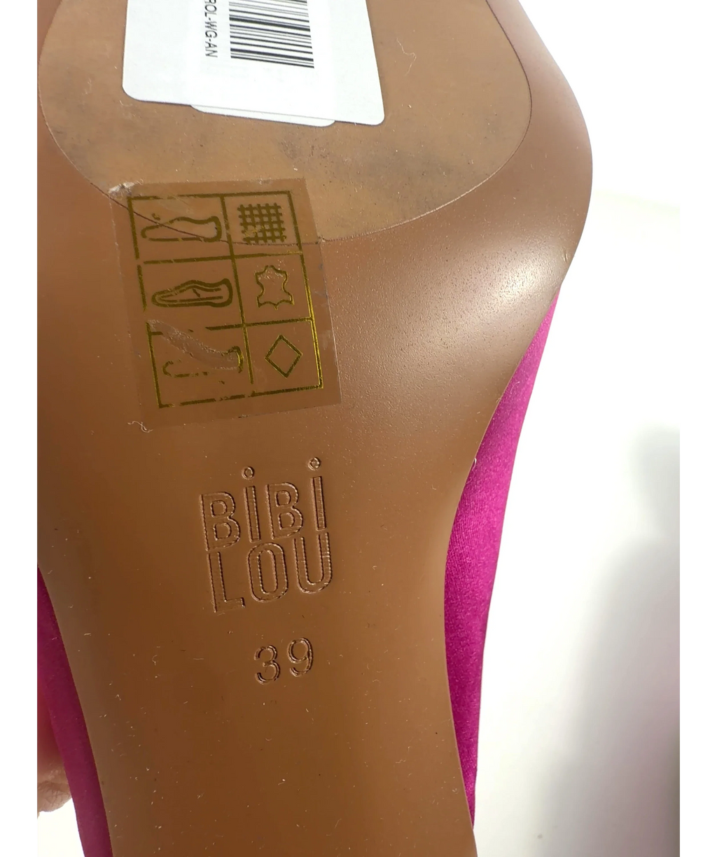 BIBI LOU Pink crystal-buckled pink satin kitten heel mules, size UK 6 EU 39 👠 — additional view