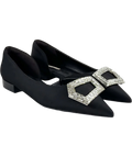 Urban Revivo Black crystal-embellished pointed-toe flat, size UK 4 EU 37 👠 — front