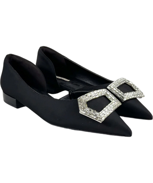 Urban Revivo Crystal-Embellished Pointed-Toe Flat UK 4