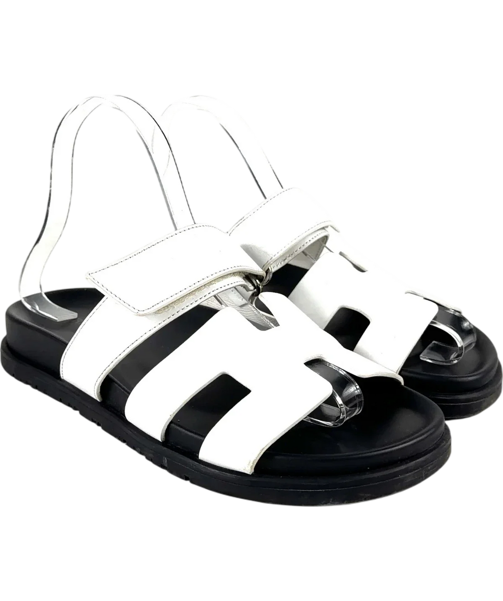 HERMES White Chypre Techno Sandals, size UK 4.5 EU 37.5 👠 — front