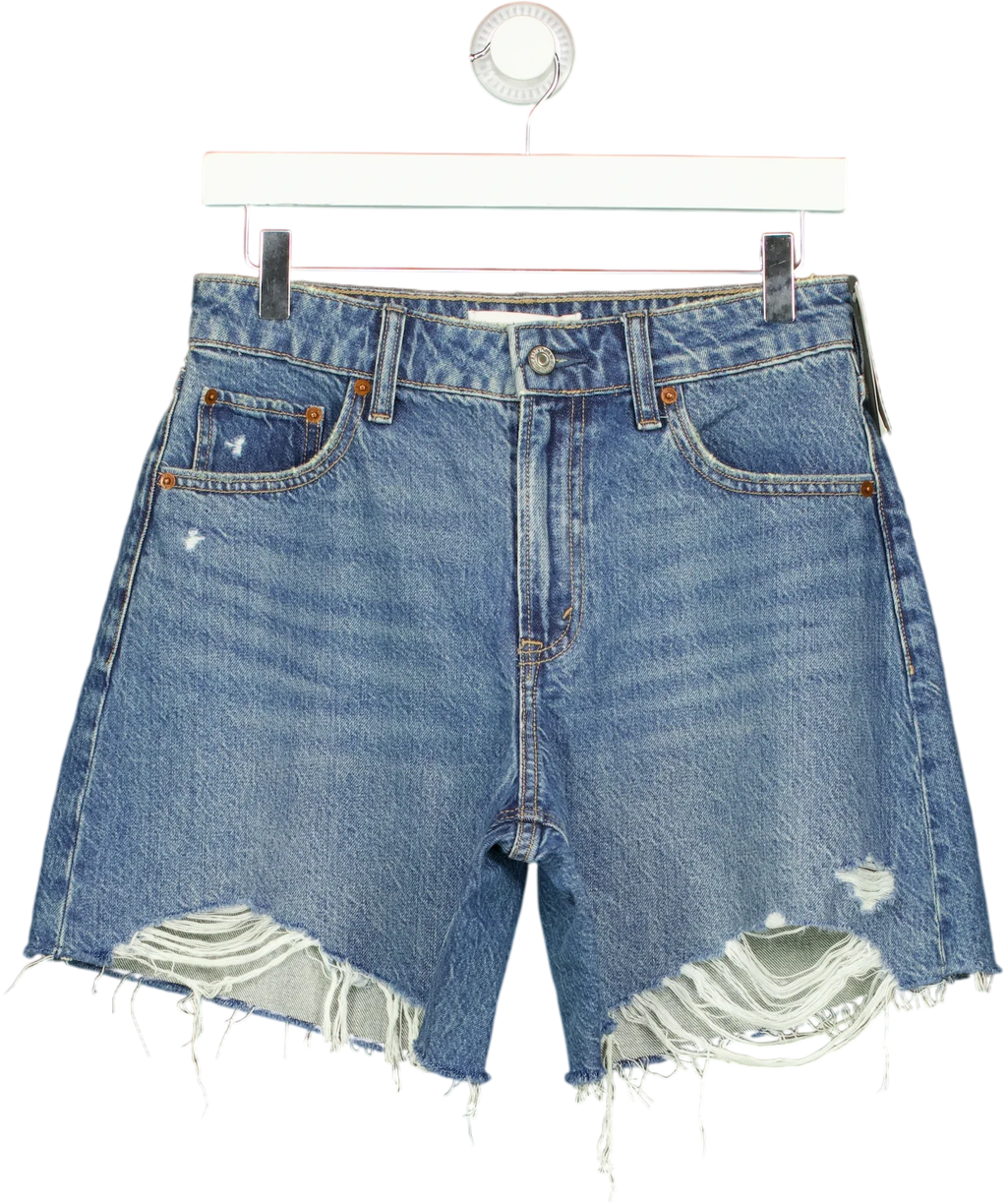 ABERCROMBIE & FITCH Blue Curve Love High Rise Loose Shorts, size W25 — front