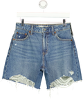 ABERCROMBIE & FITCH Blue Curve Love High Rise Loose Shorts, size W25 — front