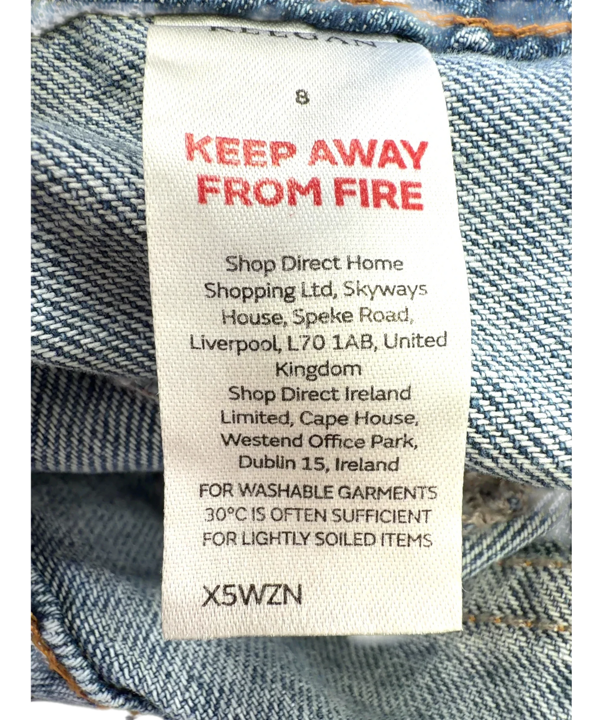 Michelle Keegan Blue Seam Detail Wide Leg Jean, size UK 8 — fabric detail