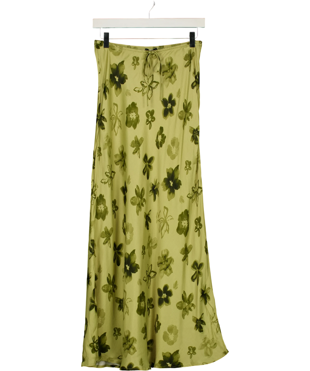 ASOS Green drawstring detail bias maxi skirt co-ord, size UK 8 — front