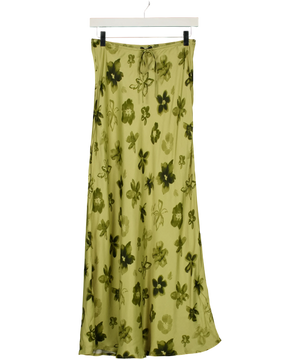 ASOS Drawstring Detail Bias Maxi Skirt Co-Ord Green UK 8