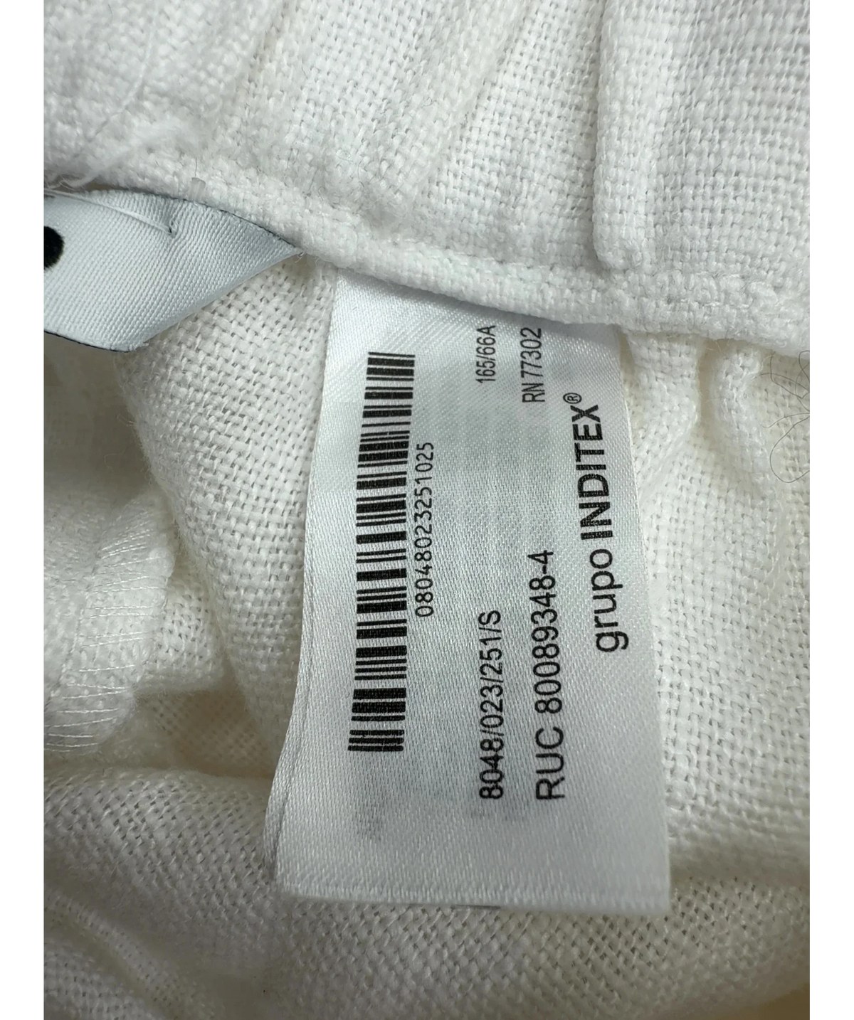 ZARA White Colour, size UK S — fabric detail