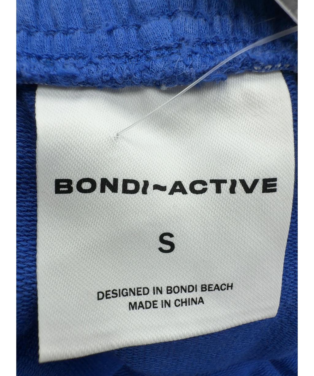 Bondi Born Blue relaxed blue cotton shorts, size UK S — detail