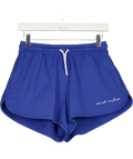 Bondi Born Blue relaxed blue cotton shorts, size UK S — front