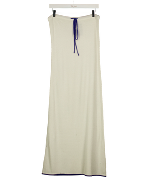 VRG GRL Cream Contrast Drawstring Hem Midi Skirt UK S