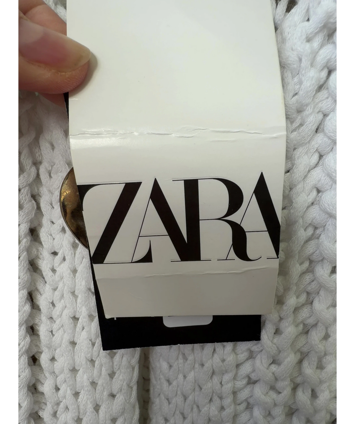 ZARA White open-knit chunky cardigan/vest, size UK M — detail