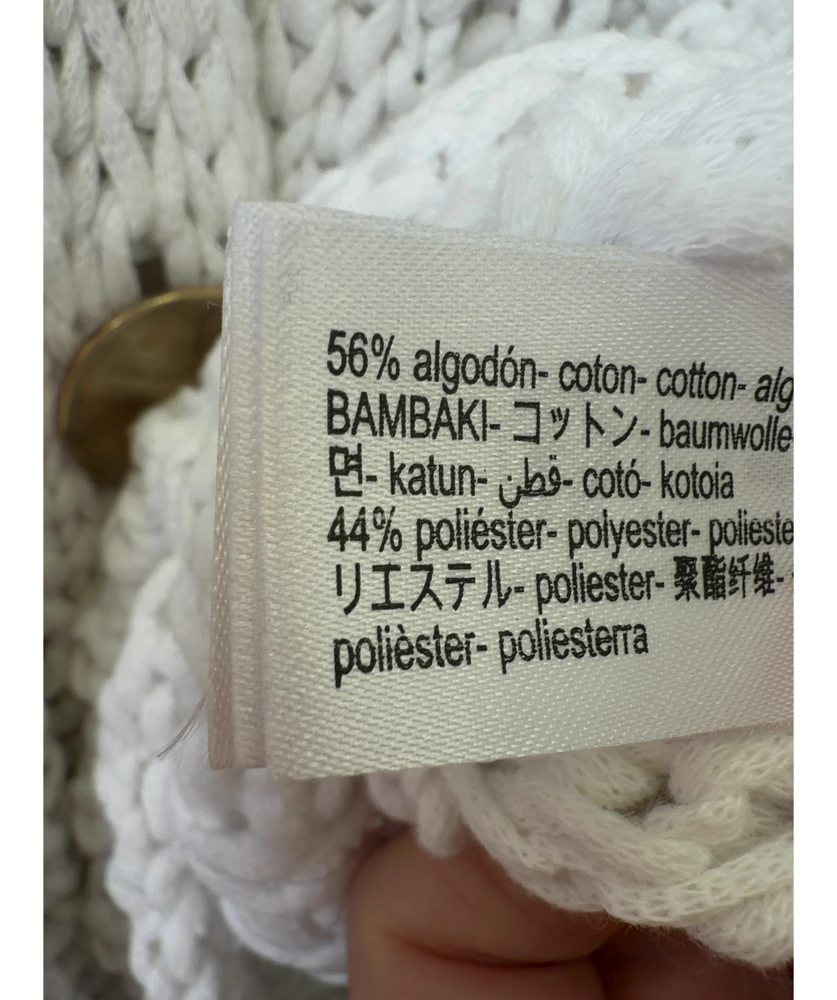 ZARA White open-knit chunky cardigan/vest, size UK M — label